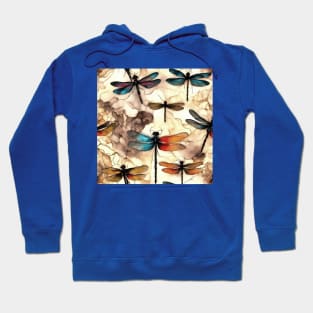 Pretty Dragonflies On An Alcohol Ink Abstract Background Hoodie